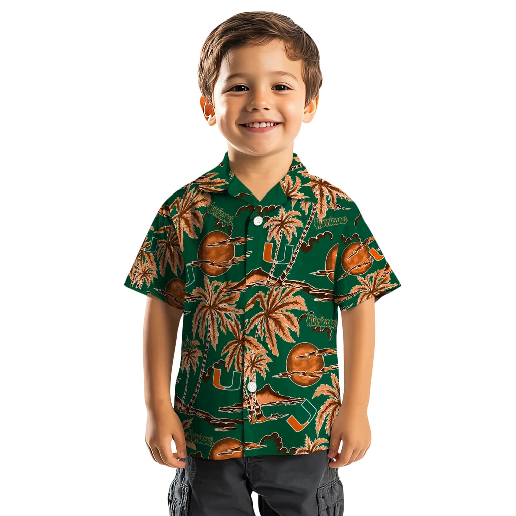 Miami Hurricanes Hawaiian Shirt - Palm Sunset | Hula Hawaiian Shirts