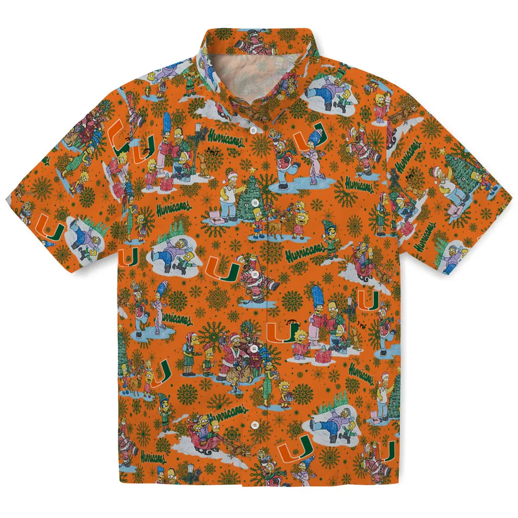 Miami Hurricanes Hawaiian Shirt - Simpsons Christmas | Hula Hawaiian Shirts