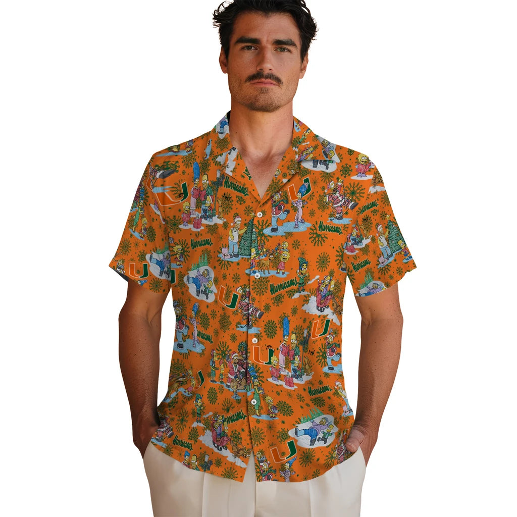 Miami Hurricanes Hawaiian Shirt - Simpsons Christmas | Hula Hawaiian Shirts