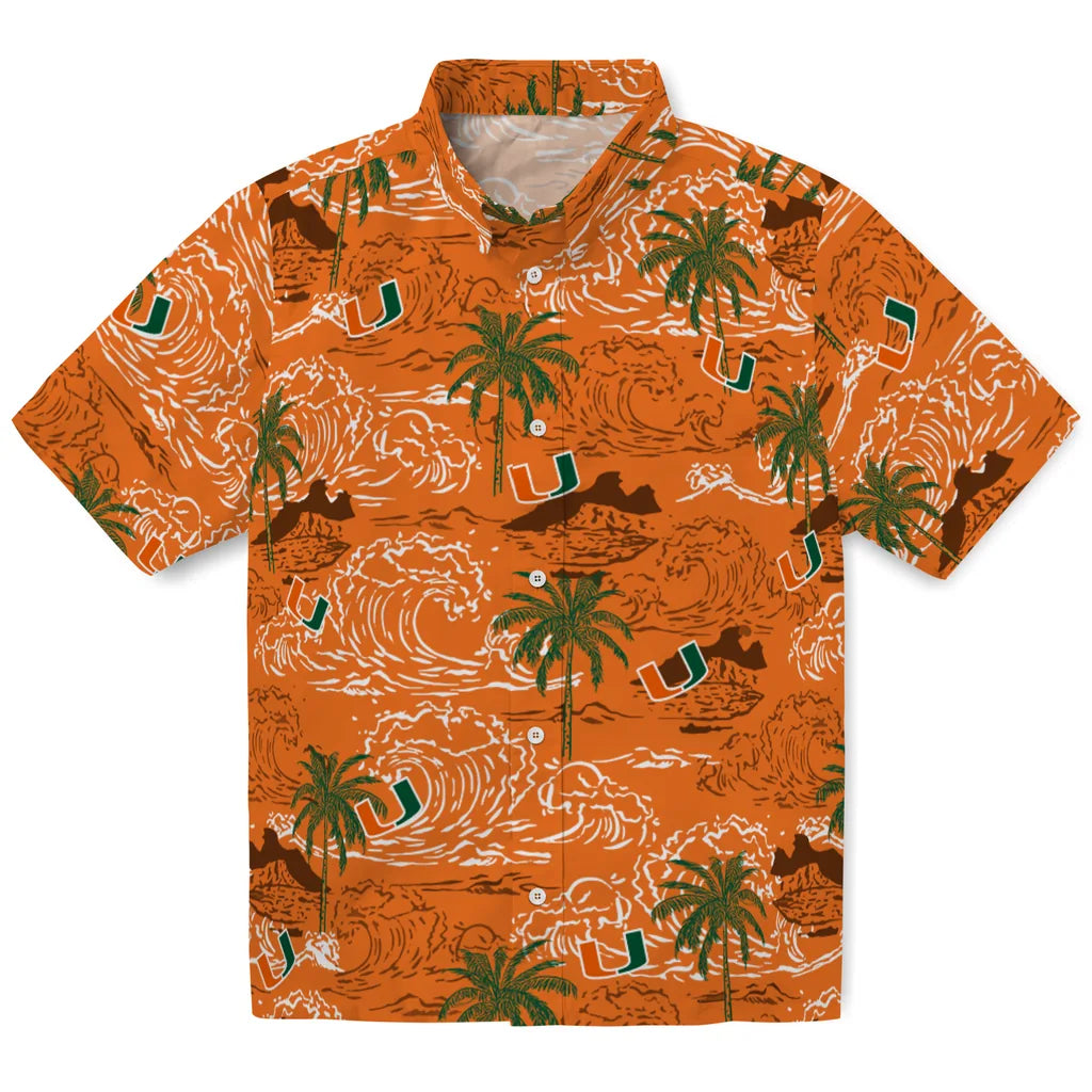 Miami Hurricanes Hawaiian Shirt - Wave Palm | Hula Hawaiian Shirts