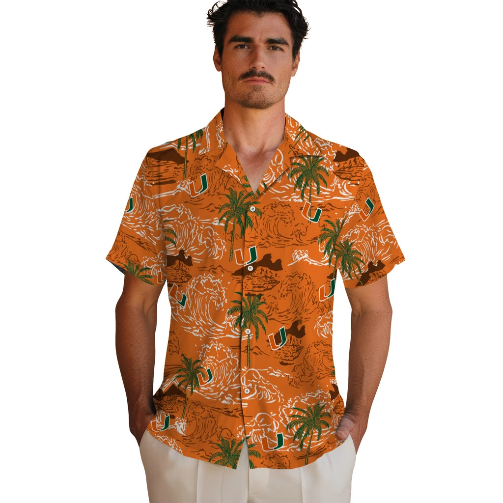 Miami Hurricanes Hawaiian Shirt - Wave Palm | Hula Hawaiian Shirts