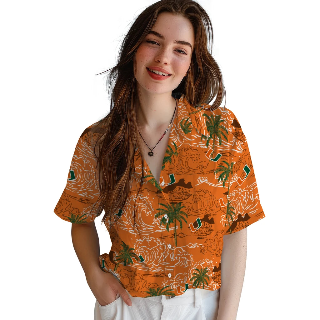 Miami Hurricanes Hawaiian Shirt - Wave Palm | Hula Hawaiian Shirts