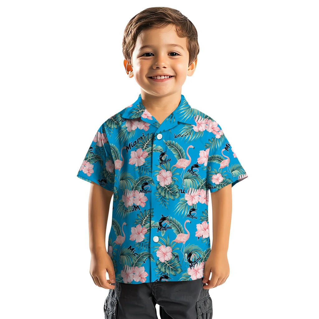 Miami Marlins Hawaiian Shirt - Flamingo and Hibiscus | Hula Hawaiian Shirts