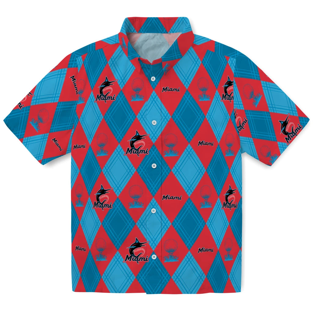 Miami Marlins Hawaiian Shirt - Golfing Plaid | Hula Hawaiian Shirts