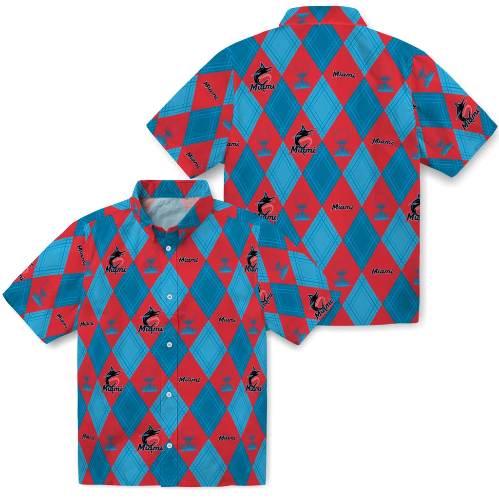 Miami Marlins Hawaiian Shirt - Golfing Plaid | Hula Hawaiian Shirts