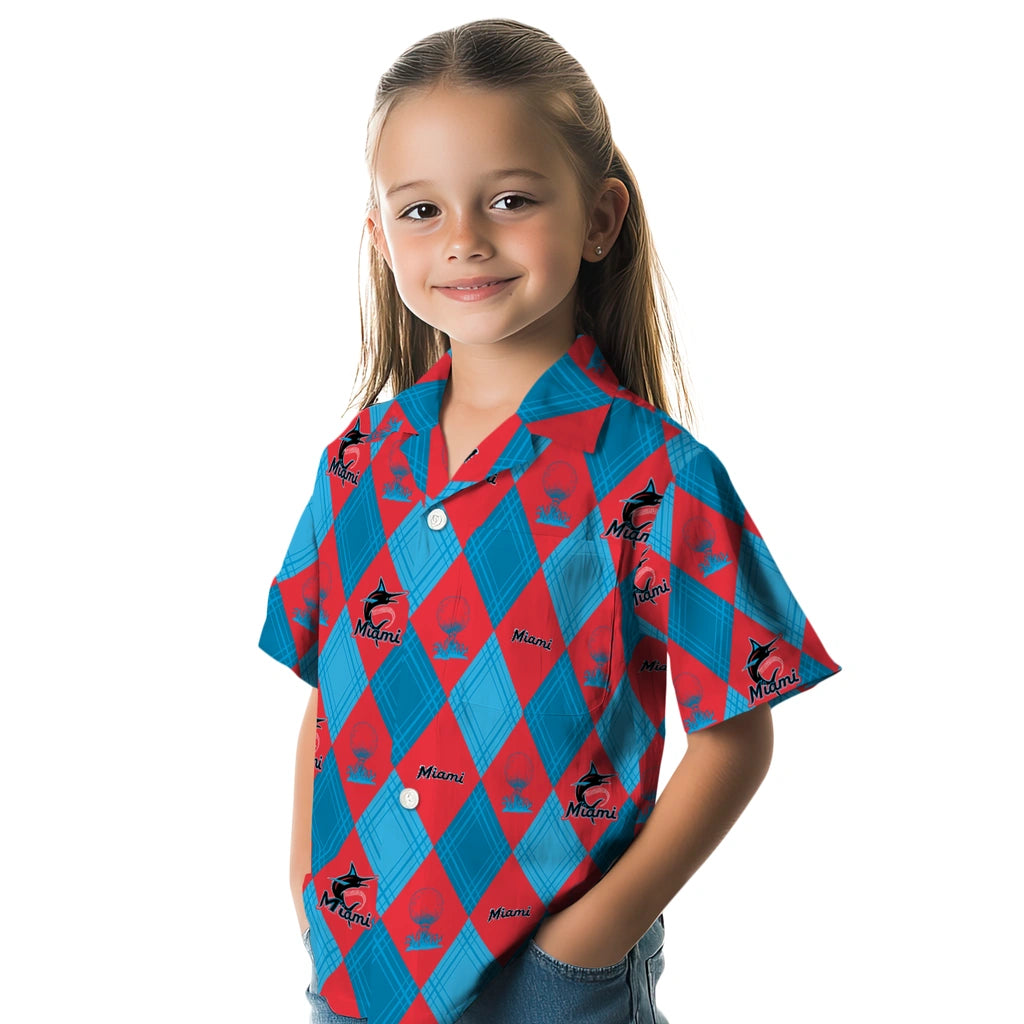 Miami Marlins Hawaiian Shirt - Golfing Plaid | Hula Hawaiian Shirts