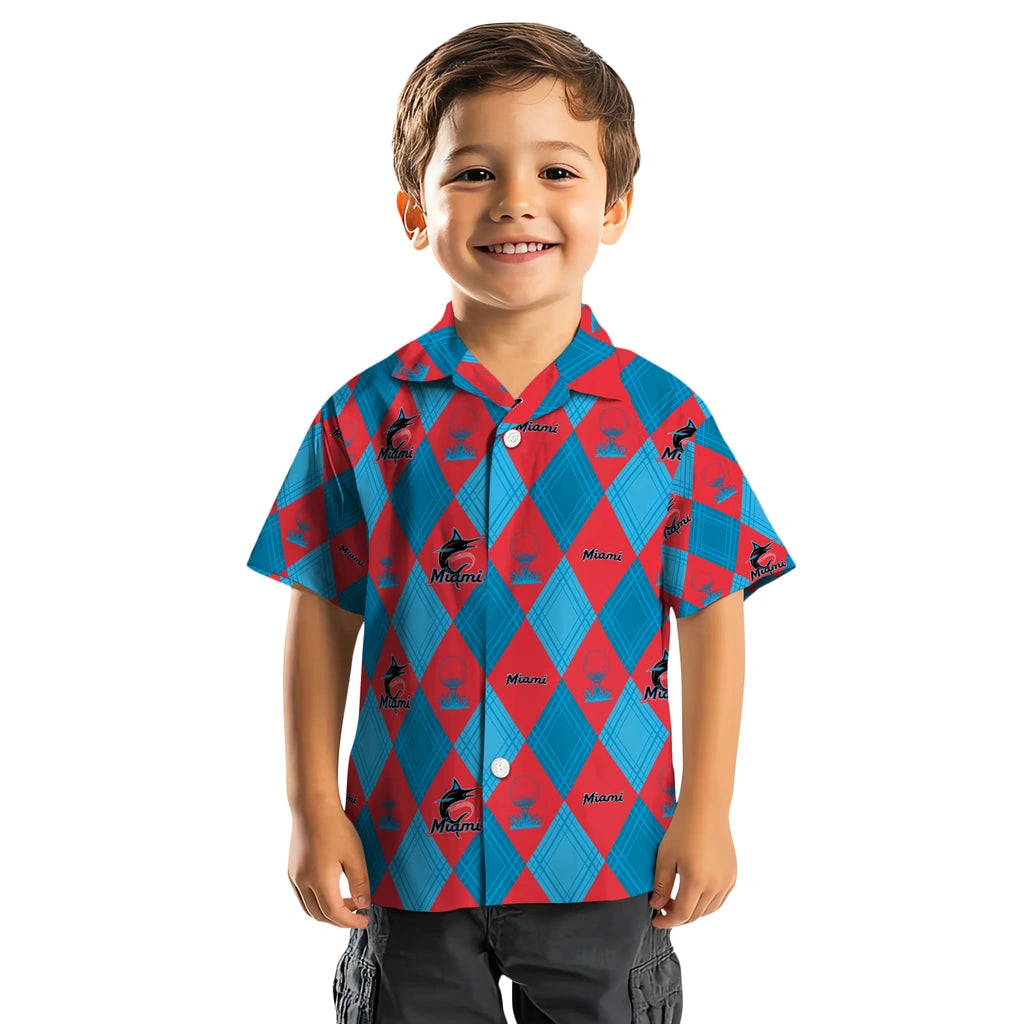 Miami Marlins Hawaiian Shirt - Golfing Plaid | Hula Hawaiian Shirts
