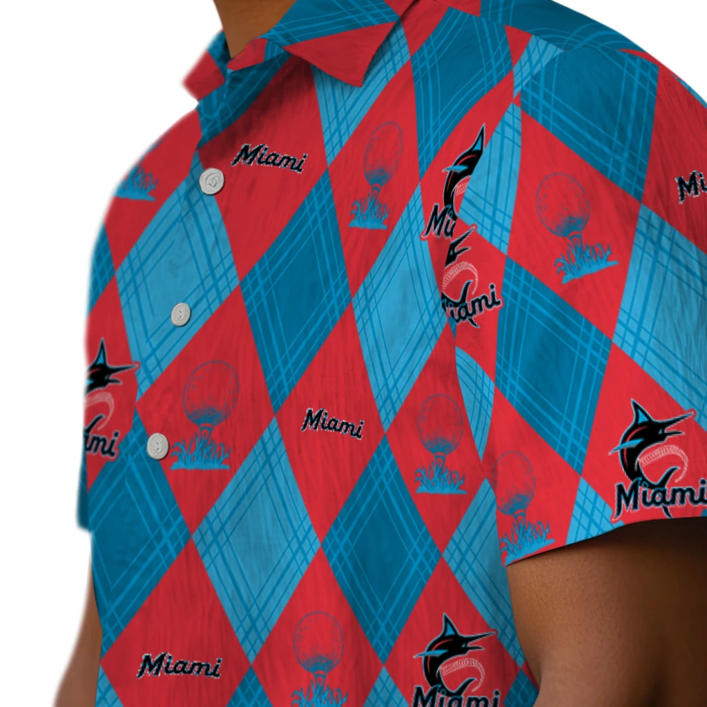 Miami Marlins Hawaiian Shirt - Golfing Plaid | Hula Hawaiian Shirts