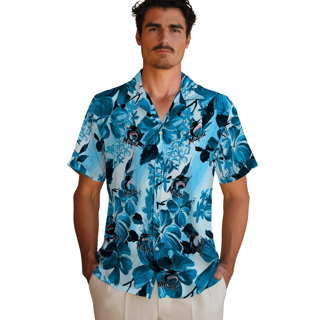 Miami Marlins Hawaiian Shirt - Hibiscus Arrangement | Hula Hawaiian Shirts