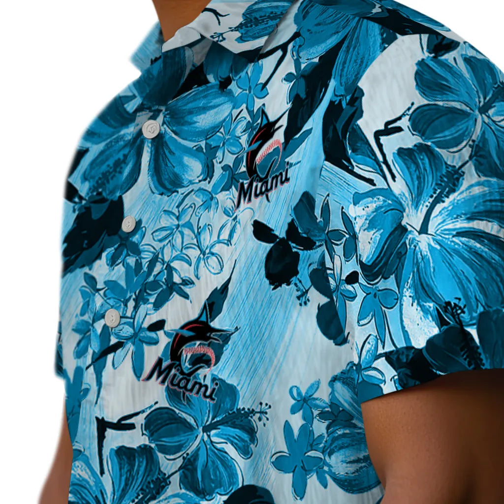 Miami Marlins Hawaiian Shirt - Hibiscus Arrangement | Hula Hawaiian Shirts