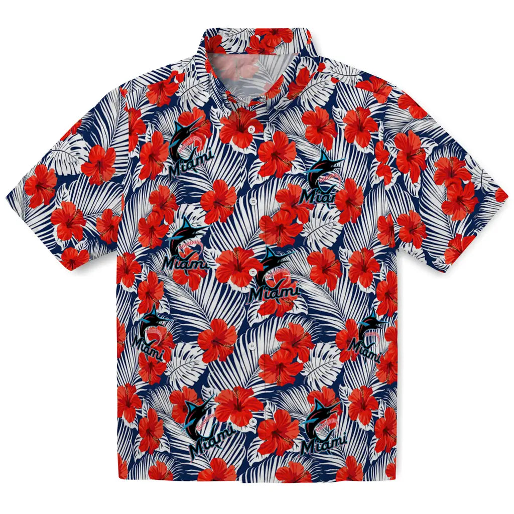 Miami Marlins Hawaiian Shirt - Hibiscus Fiesta | Hula Hawaiian Shirts