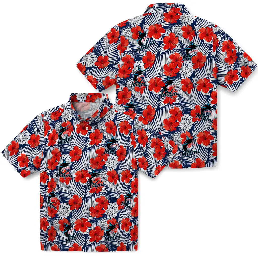 Miami Marlins Hawaiian Shirt - Hibiscus Fiesta | Hula Hawaiian Shirts