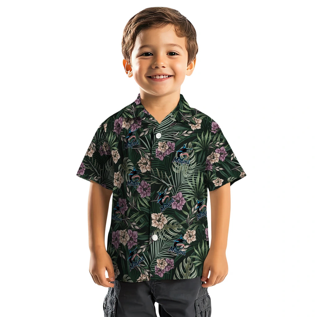 Miami Marlins Hawaiian Shirt - Hibiscus Leaves Pattern | Hula Hawaiian Shirts