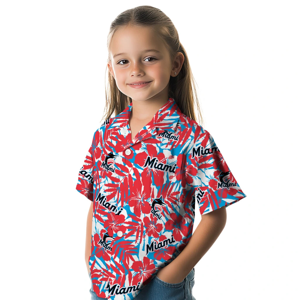 Miami Marlins Hawaiian Shirt - Hibiscus Overlay | Hula Hawaiian Shirts