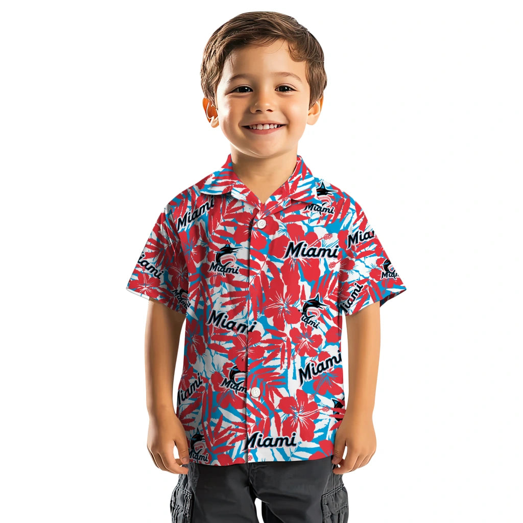 Miami Marlins Hawaiian Shirt - Hibiscus Overlay | Hula Hawaiian Shirts