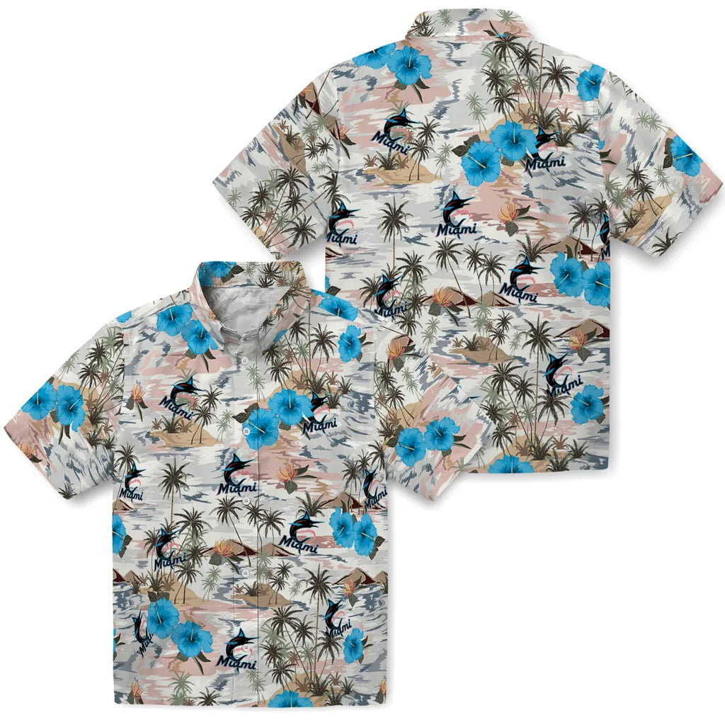 Miami Marlins Hawaiian Shirt - Hibiscus Seaside | Hula Hawaiian Shirts