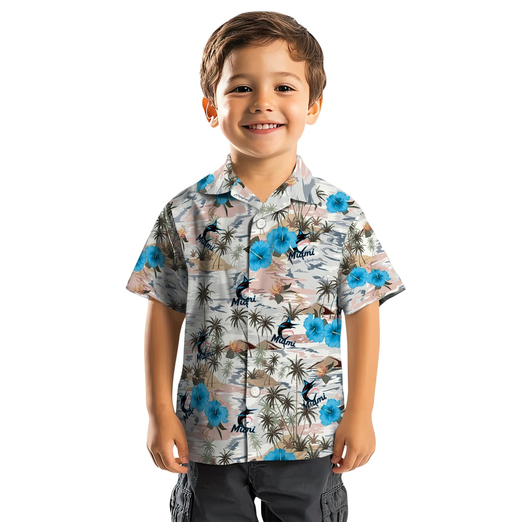 Miami Marlins Hawaiian Shirt - Hibiscus Seaside | Hula Hawaiian Shirts