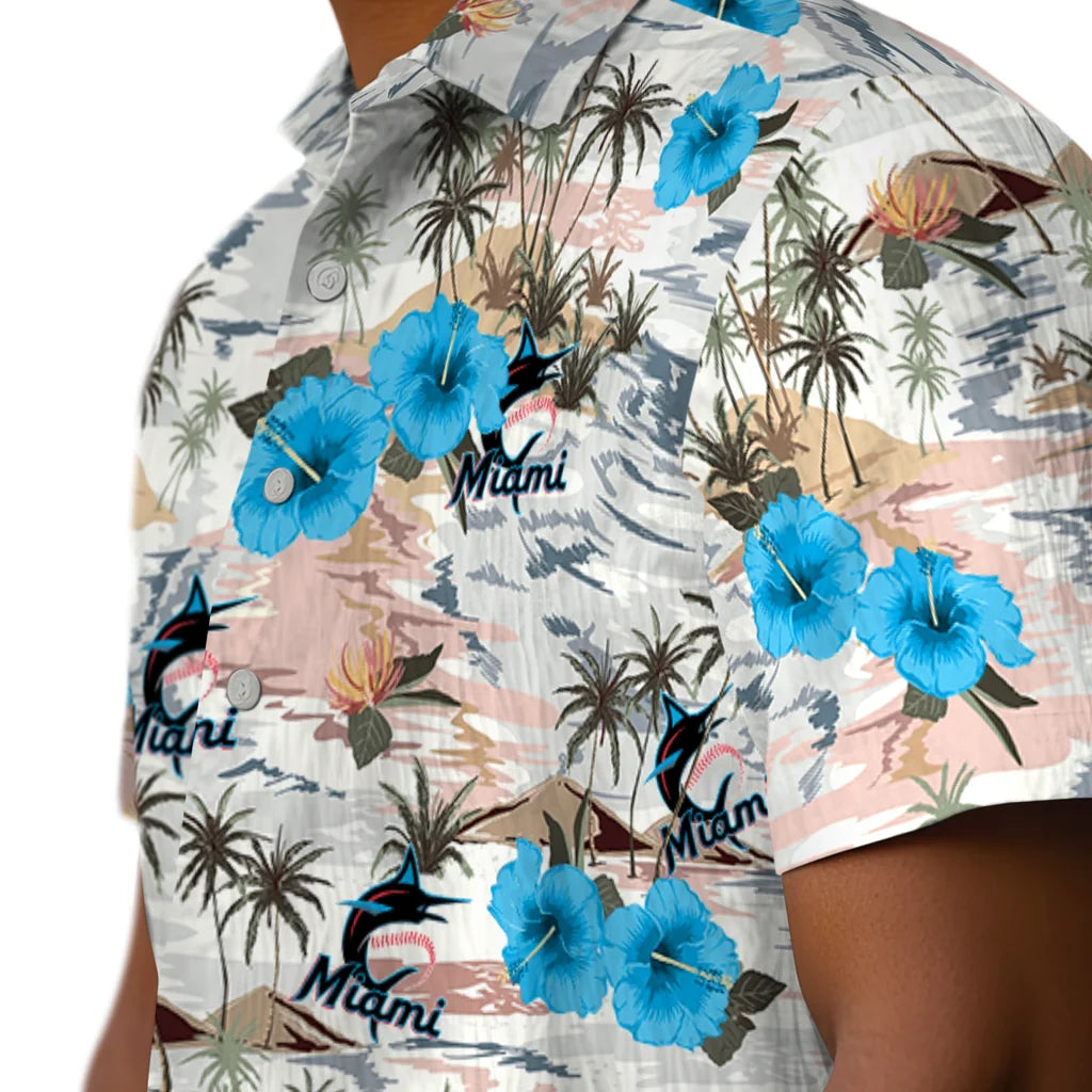 Miami Marlins Hawaiian Shirt - Hibiscus Seaside | Hula Hawaiian Shirts