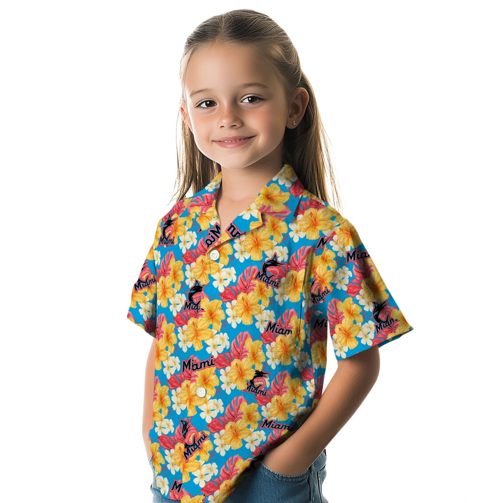 Miami Marlins Hawaiian Shirt - Hibiscus Tropics | Hula Hawaiian Shirts