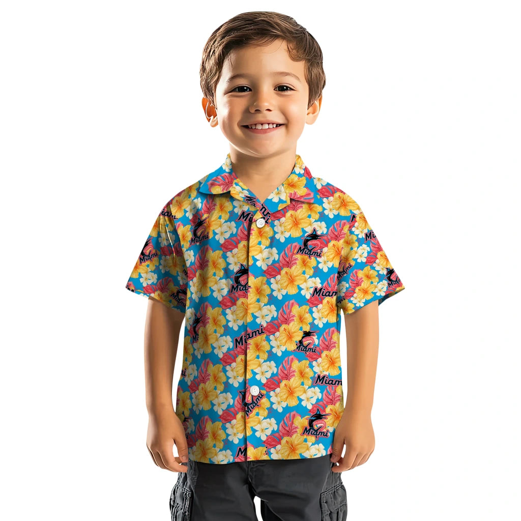 Miami Marlins Hawaiian Shirt - Hibiscus Tropics | Hula Hawaiian Shirts