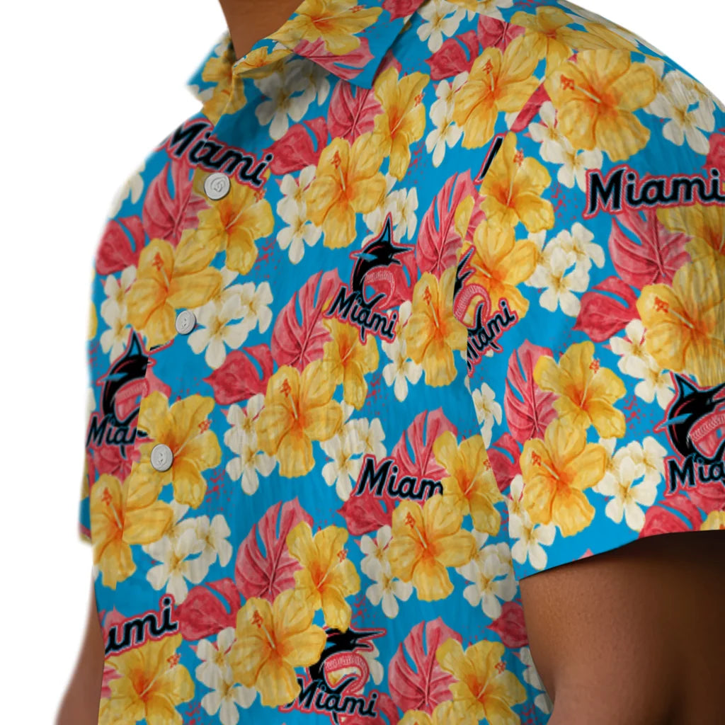Miami Marlins Hawaiian Shirt - Hibiscus Tropics | Hula Hawaiian Shirts