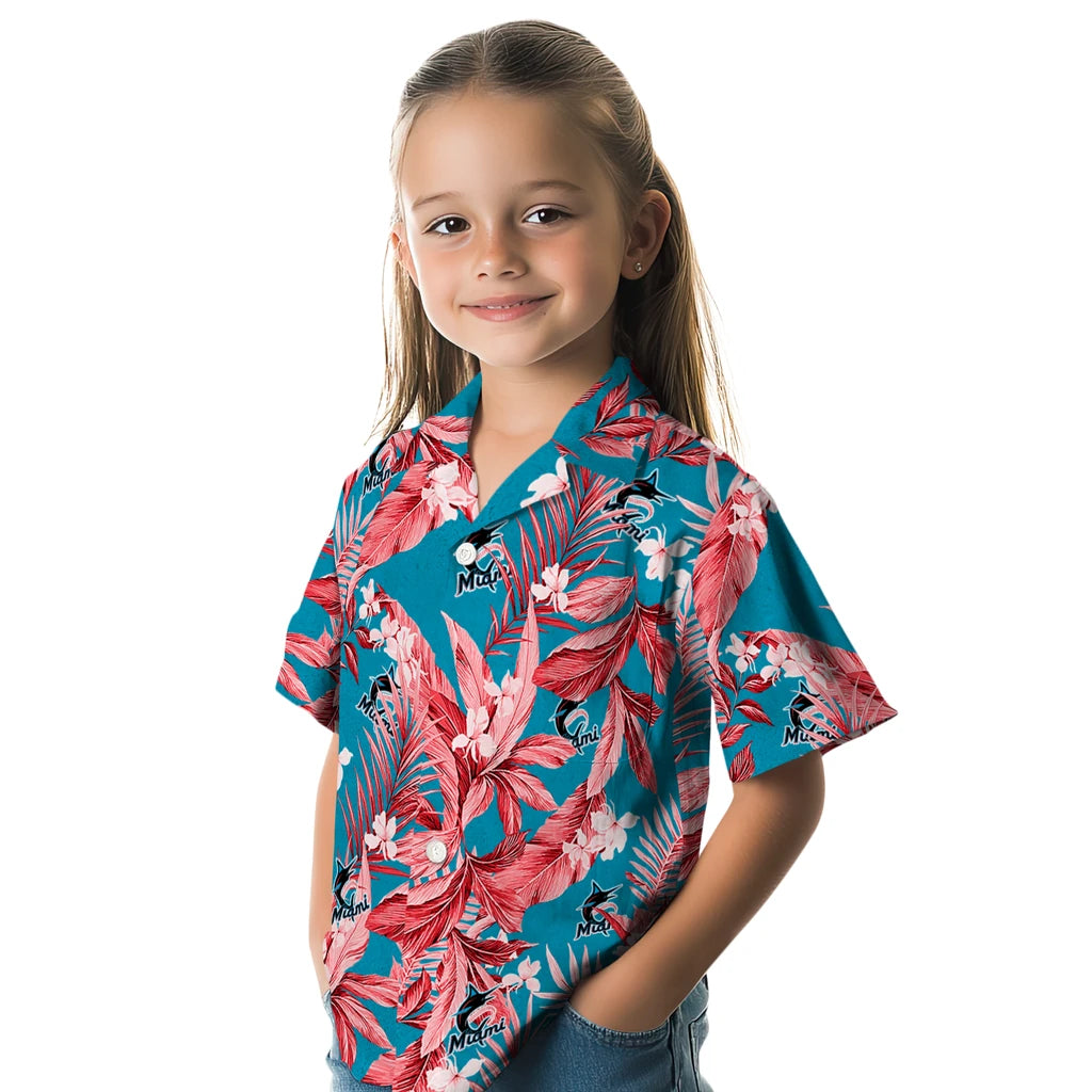 Miami Marlins Hawaiian Shirt - Palm Leaves | Hula Hawaiian Shirts