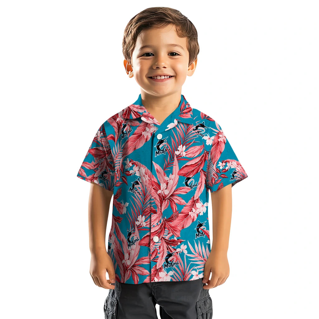Miami Marlins Hawaiian Shirt - Palm Leaves | Hula Hawaiian Shirts