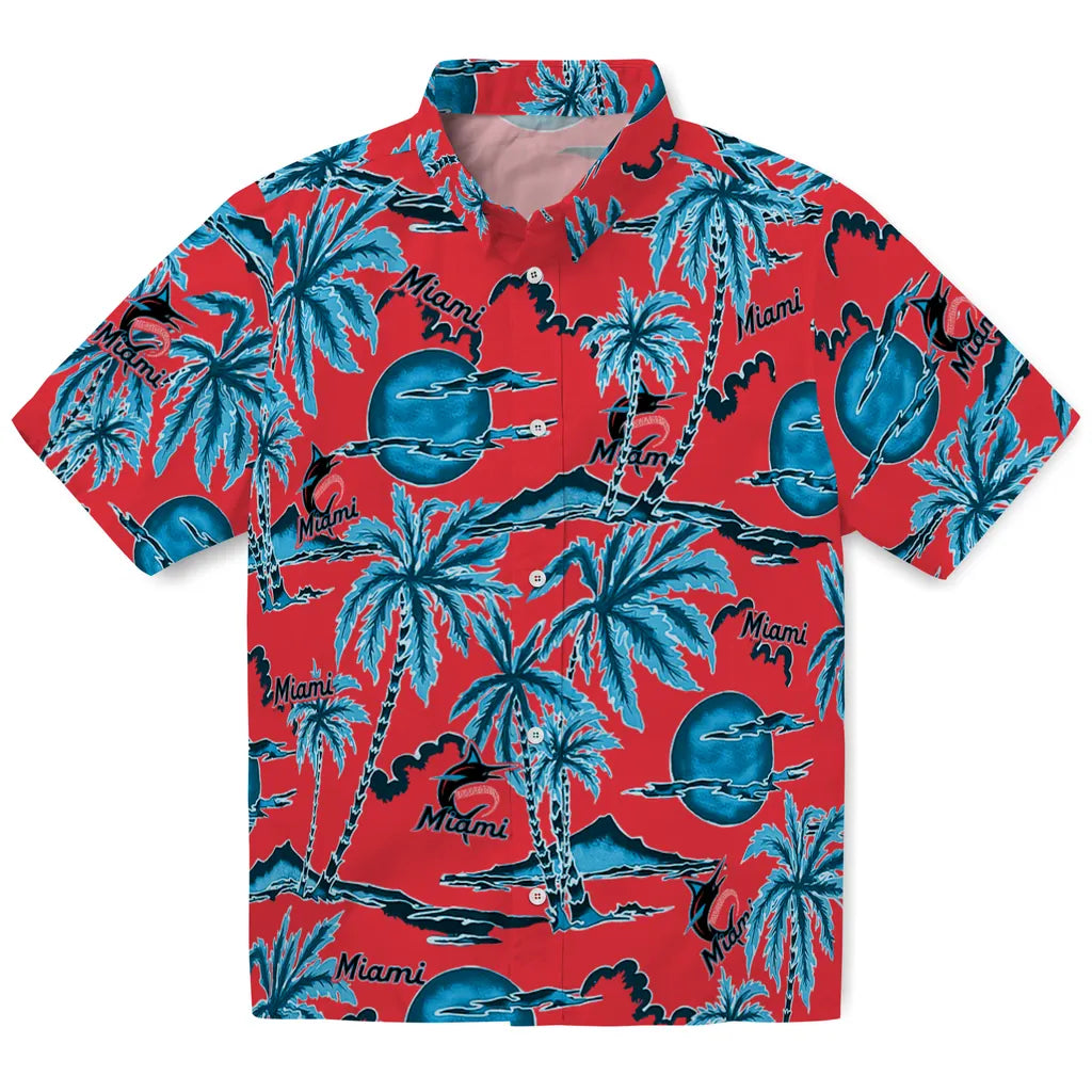 Miami Marlins Hawaiian Shirt - Palm Sunset | Hula Hawaiian Shirts