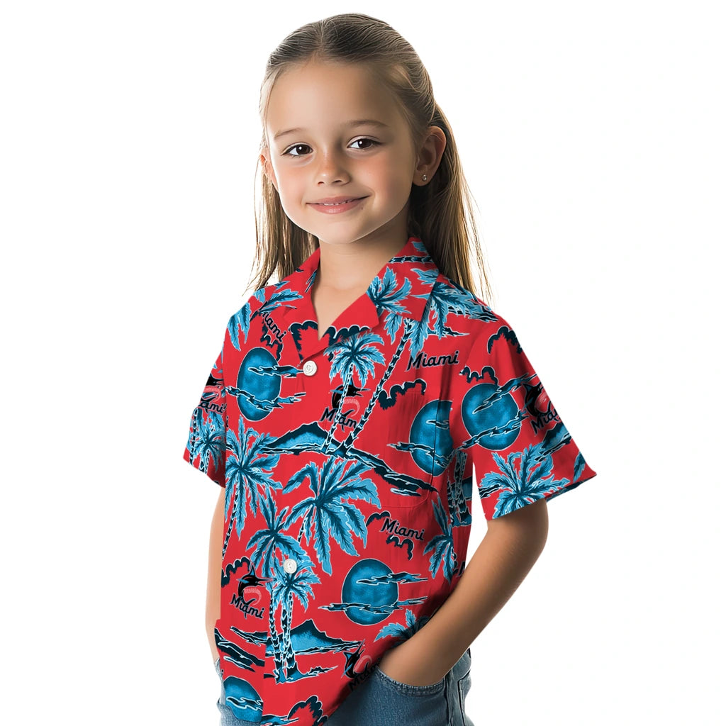 Miami Marlins Hawaiian Shirt - Palm Sunset | Hula Hawaiian Shirts