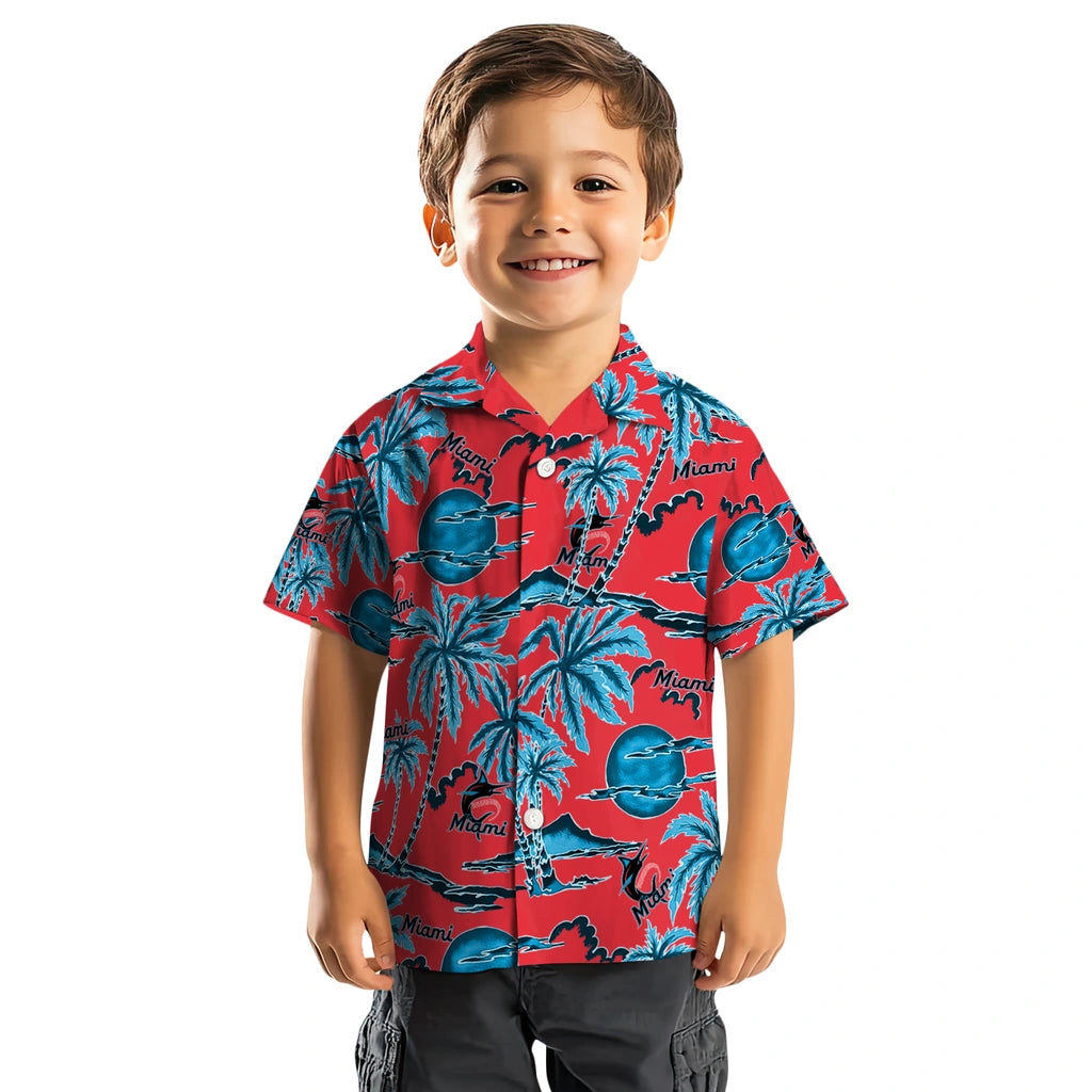 Miami Marlins Hawaiian Shirt - Palm Sunset | Hula Hawaiian Shirts