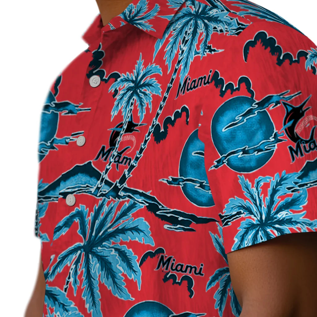Miami Marlins Hawaiian Shirt - Palm Sunset | Hula Hawaiian Shirts