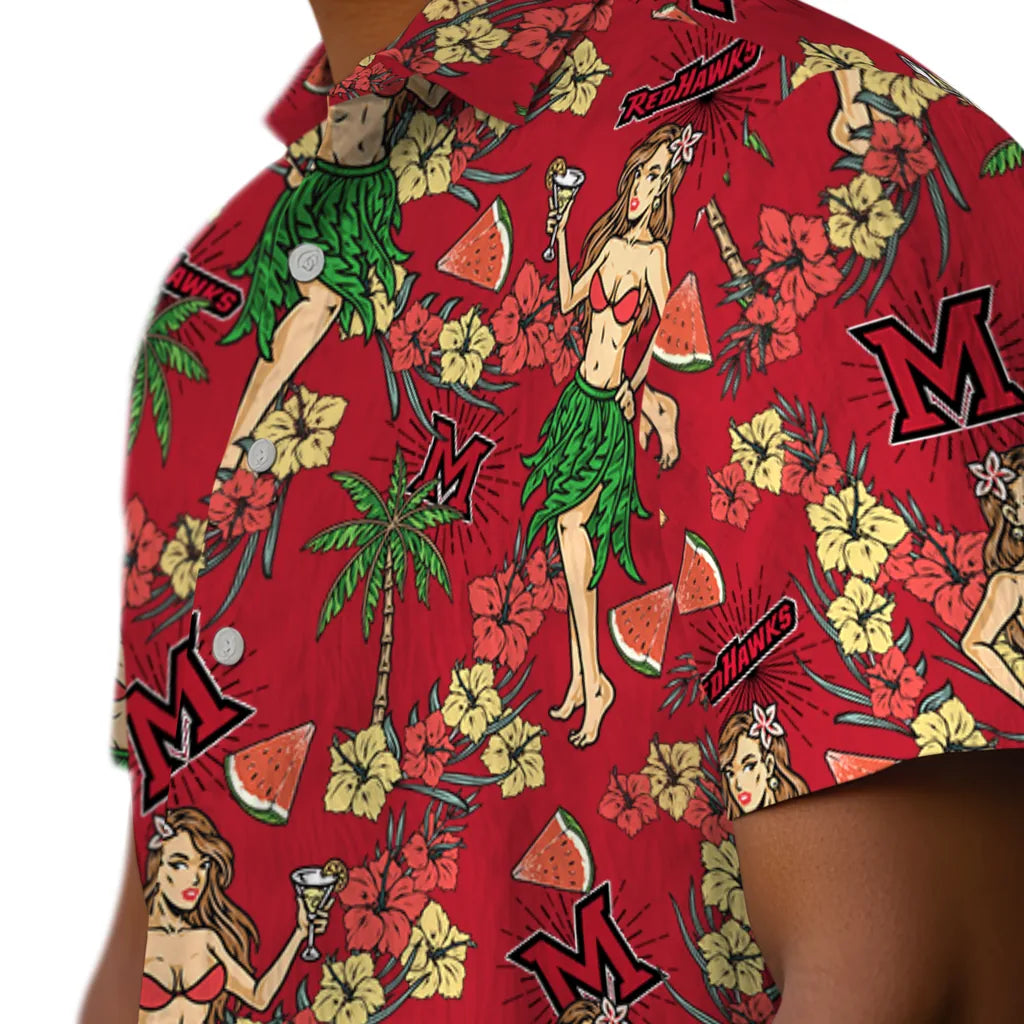 Miami RedHawks Hawaiian Shirt - Hawaiian Girls Design | Hula Hawaiian Shirts