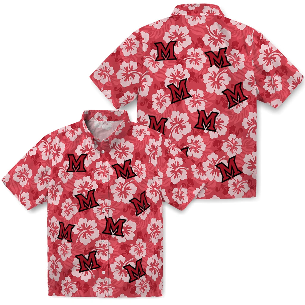 Miami RedHawks Hawaiian Shirt - Hibiscus Cluster | Hula Hawaiian Shirts