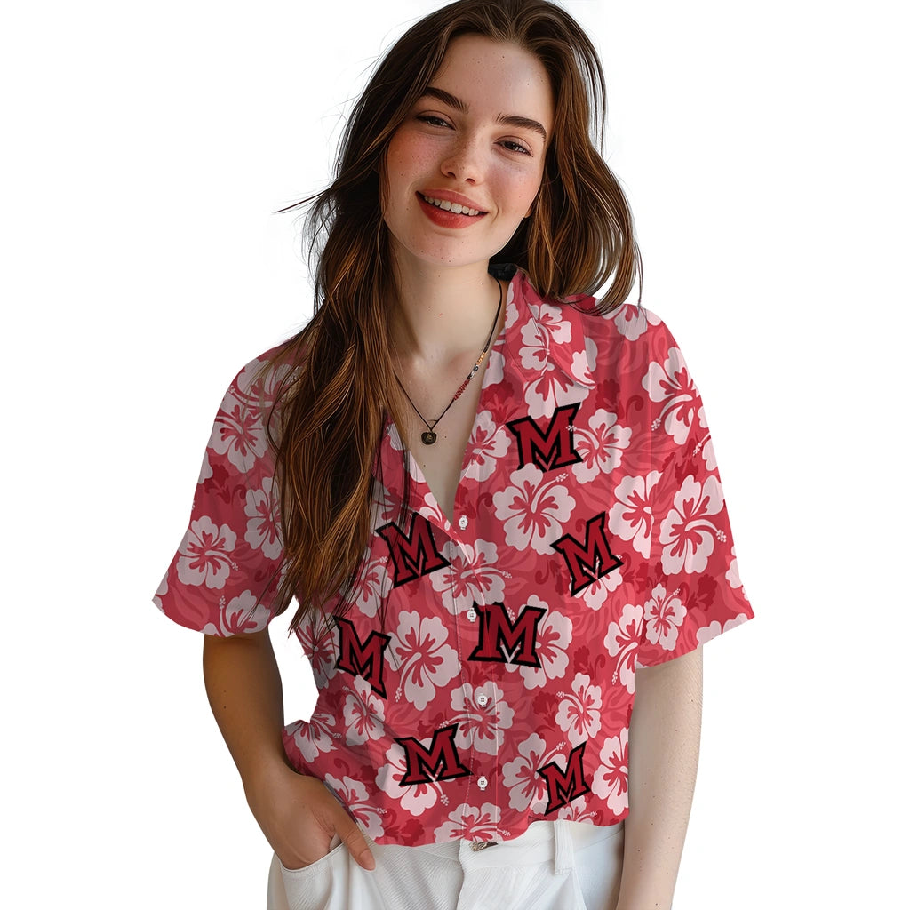 Miami RedHawks Hawaiian Shirt - Hibiscus Cluster | Hula Hawaiian Shirts