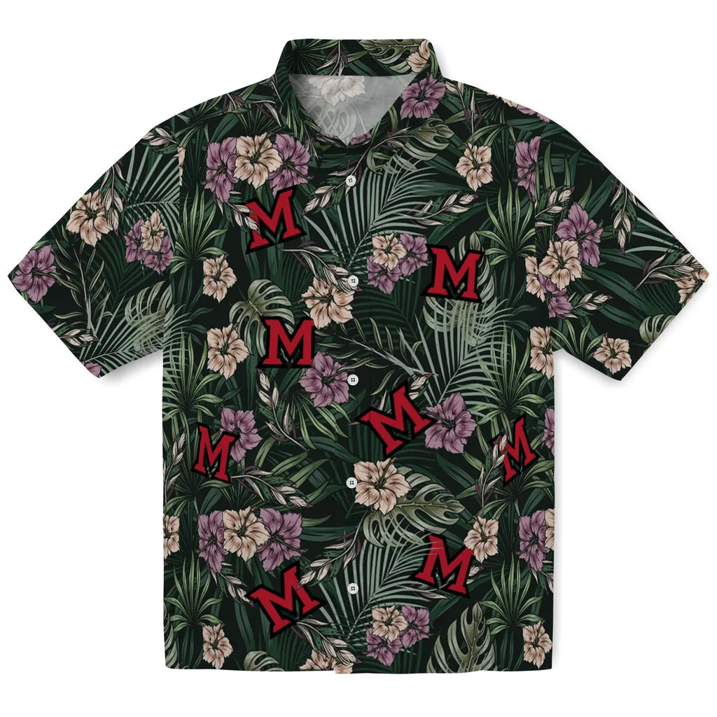 Miami RedHawks Hawaiian Shirt - Hibiscus Leaves Pattern | Hula Hawaiian Shirts