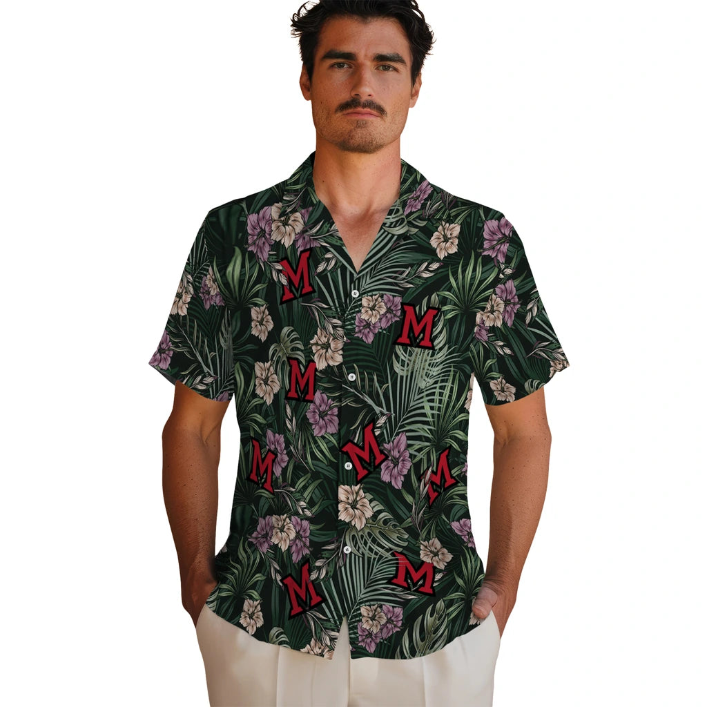Miami RedHawks Hawaiian Shirt - Hibiscus Leaves Pattern | Hula Hawaiian Shirts