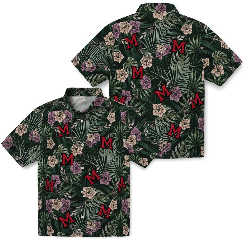 Miami RedHawks Hawaiian Shirt - Hibiscus Leaves Pattern | Hula Hawaiian Shirts