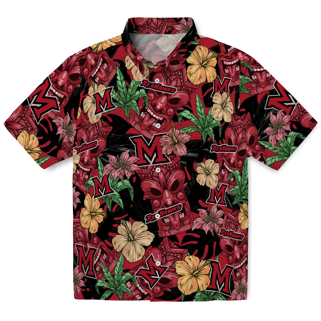 Miami RedHawks Hawaiian Shirt - Hibiscus Tiki Jungle | Hula Hawaiian Shirts