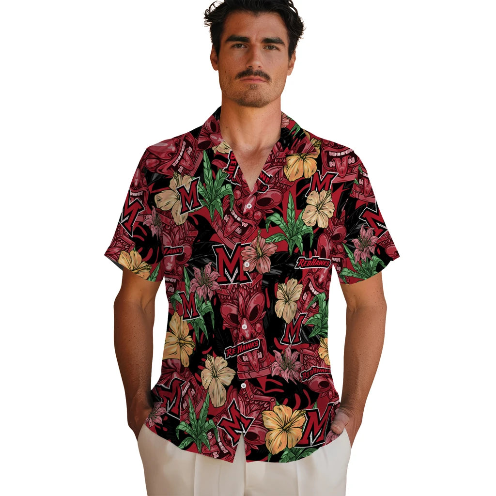 Miami RedHawks Hawaiian Shirt - Hibiscus Tiki Jungle | Hula Hawaiian Shirts