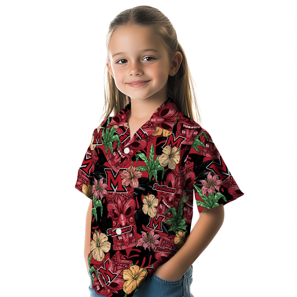 Miami RedHawks Hawaiian Shirt - Hibiscus Tiki Jungle | Hula Hawaiian Shirts