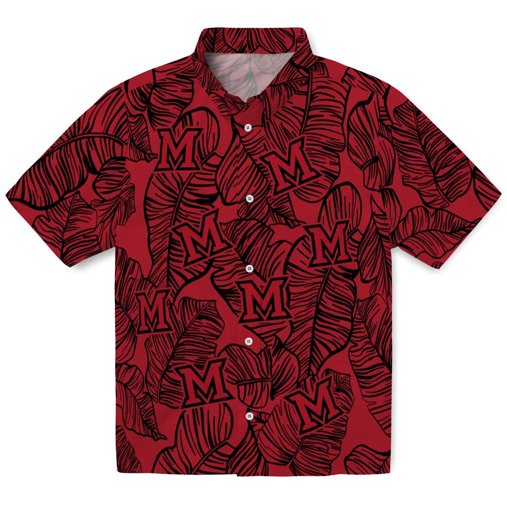 Miami RedHawks Hawaiian Shirt - Leaf Outline | Hula Hawaiian Shirts