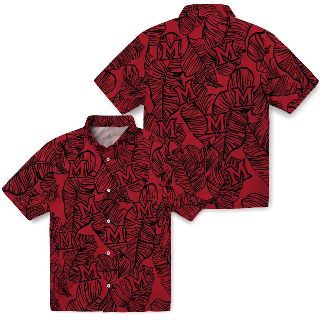Miami RedHawks Hawaiian Shirt - Leaf Outline | Hula Hawaiian Shirts