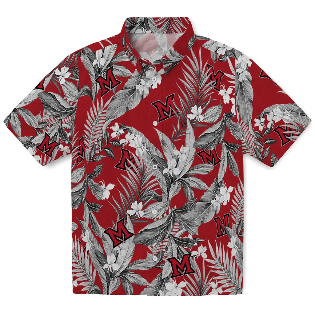 Miami RedHawks Hawaiian Shirt - Palm Leaves | Hula Hawaiian Shirts