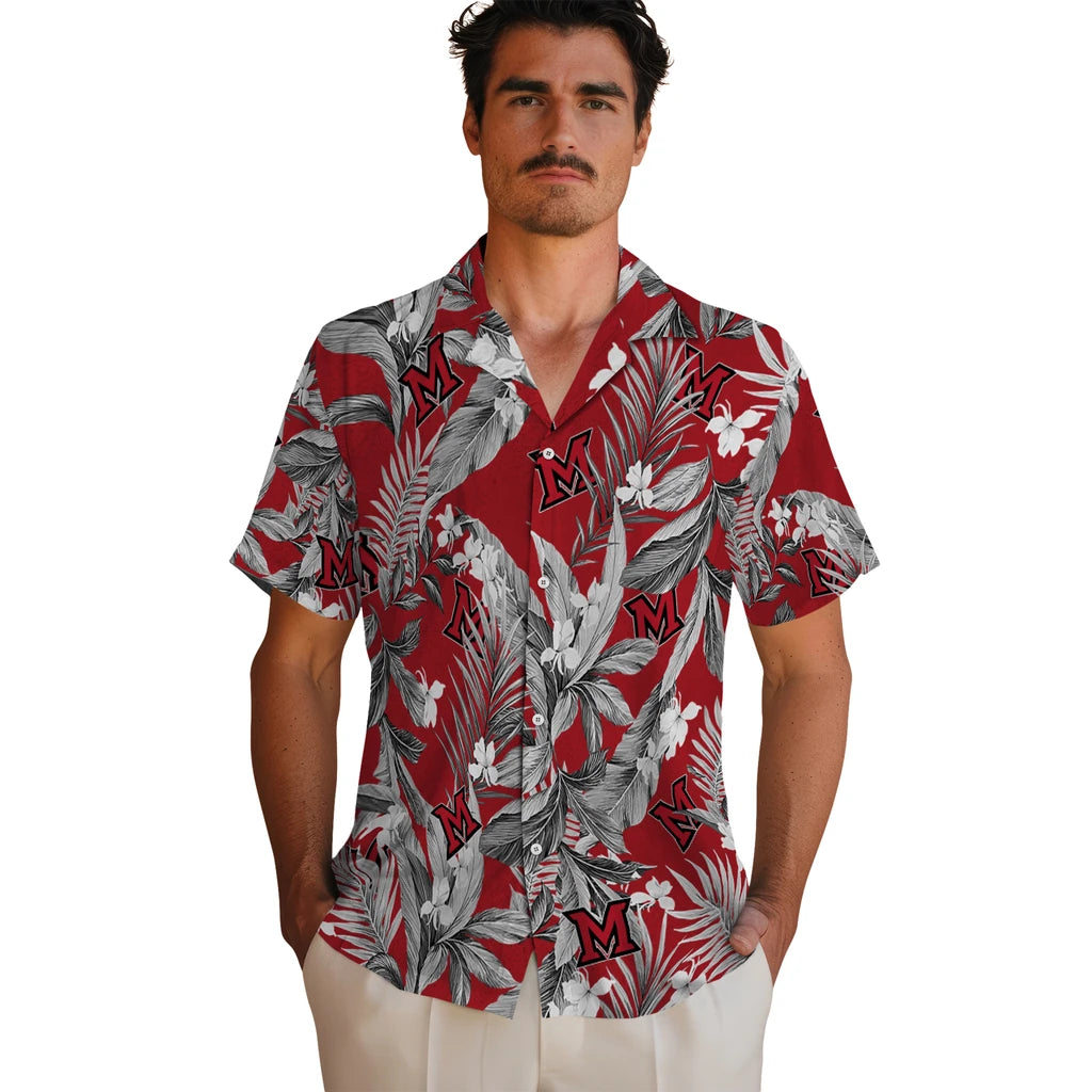 Miami RedHawks Hawaiian Shirt - Palm Leaves | Hula Hawaiian Shirts