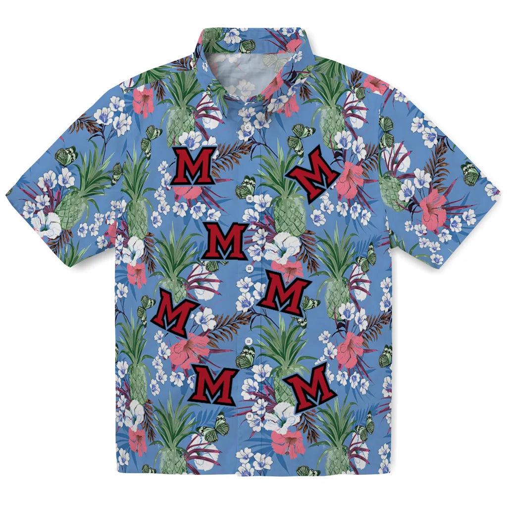 Miami RedHawks Hawaiian Shirt - Pineapple Bouquet | Hula Hawaiian Shirts