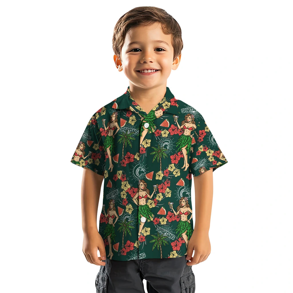 Michigan State Spartans Hawaiian Shirt - Hawaiian Girls Design | Hula Hawaiian Shirts
