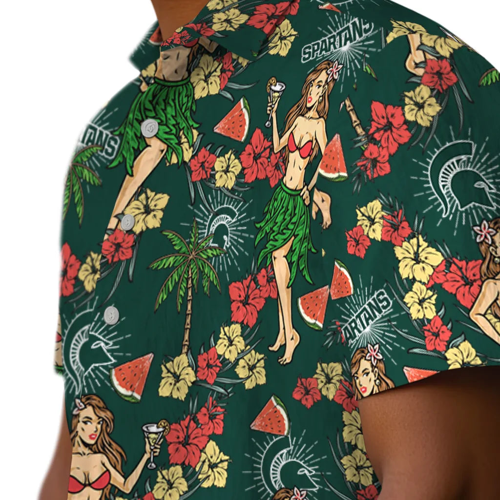 Michigan State Spartans Hawaiian Shirt - Hawaiian Girls Design | Hula Hawaiian Shirts