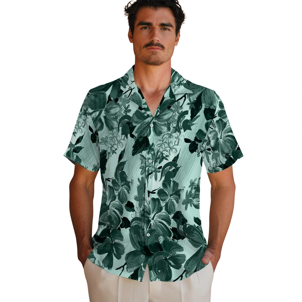 Michigan State Spartans Hawaiian Shirt - Hibiscus Arrangement | Hula Hawaiian Shirts