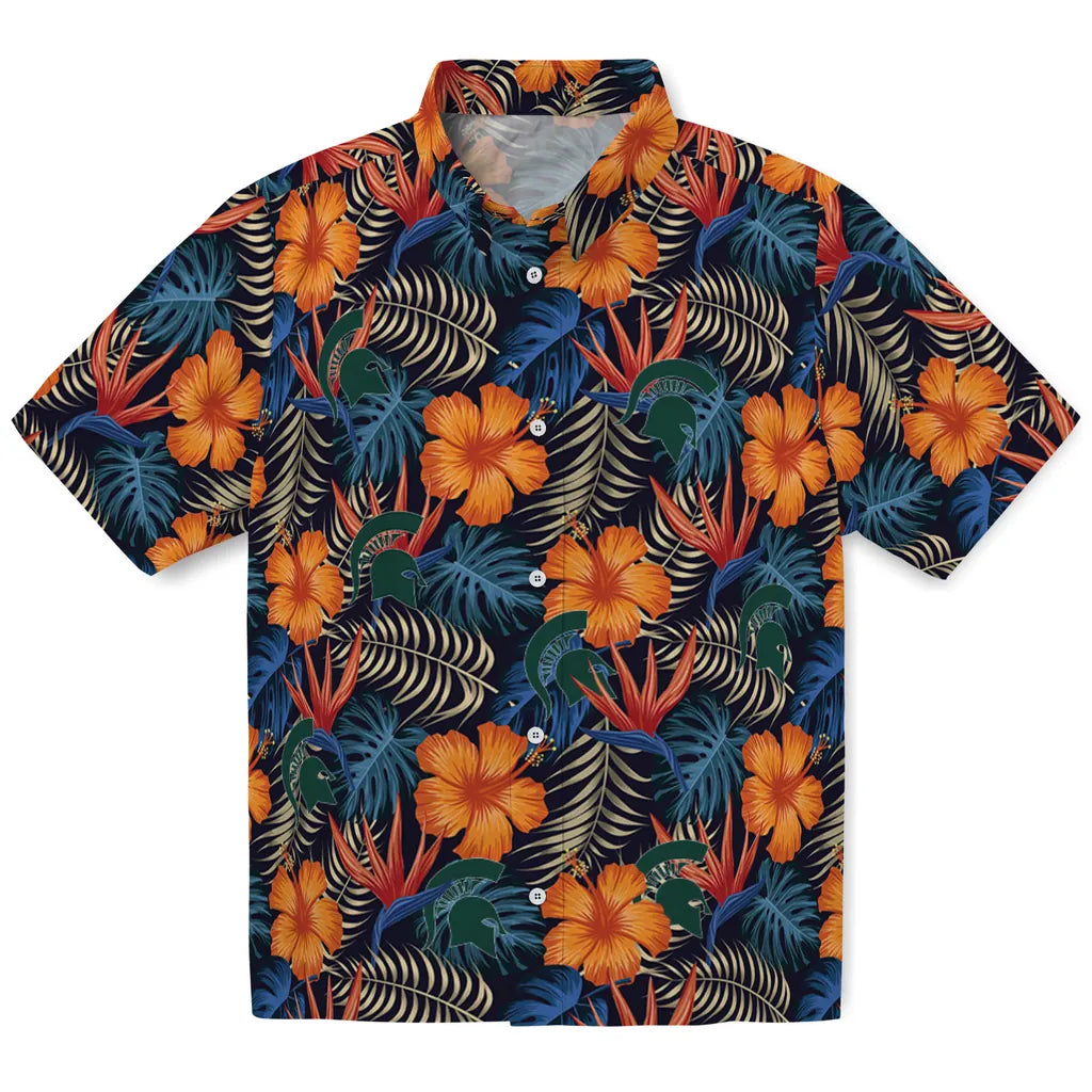 Michigan State Spartans Hawaiian Shirt - Hibiscus Foliage | Hula Hawaiian Shirts