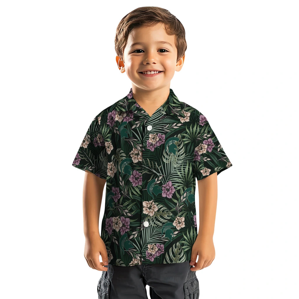 Michigan State Spartans Hawaiian Shirt - Hibiscus Leaves Pattern | Hula Hawaiian Shirts